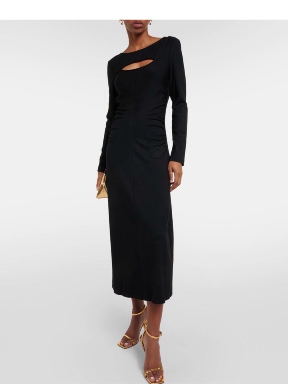 NWT DVF Andreino Black Long Sleeve Cutout Midi Dress
